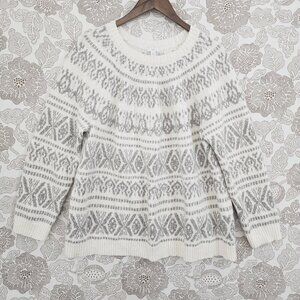 J. Jill Cotton Blend Crew neck Aztec Knit Sweater Women's XL